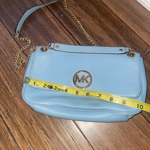 Blue Michael Kors purse blue shoulder bag leather bag fall bag gold chain bag - Picture 14 of 15